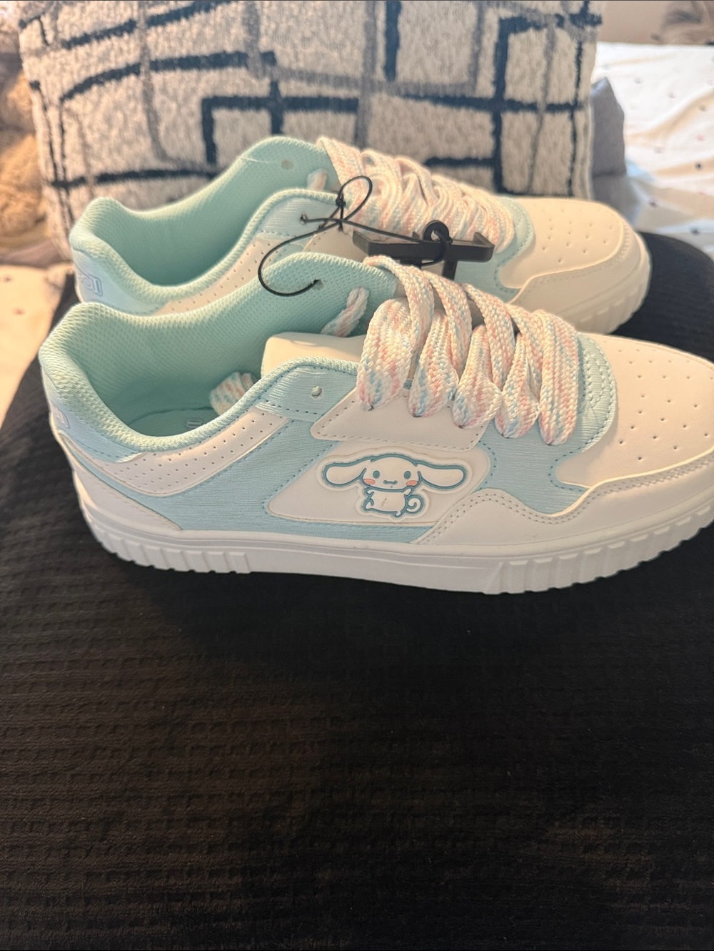 Women’s Mint & White Cartoon Lace-Up Sneakers